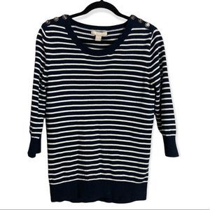 Banana Republic Navy and Off White Sweater
